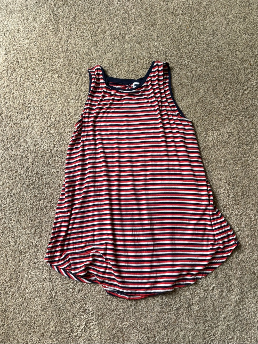 Old Navy Women’s S Red White Blue Striped Scoop Neck Sleeveless Wide Strap Tank